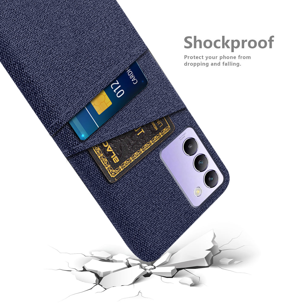 For vivo Y100 5G (Indonesia) / Y200e 5G Case Anti-Scratch Cloth+PC Phone Case with Dual Card Holder