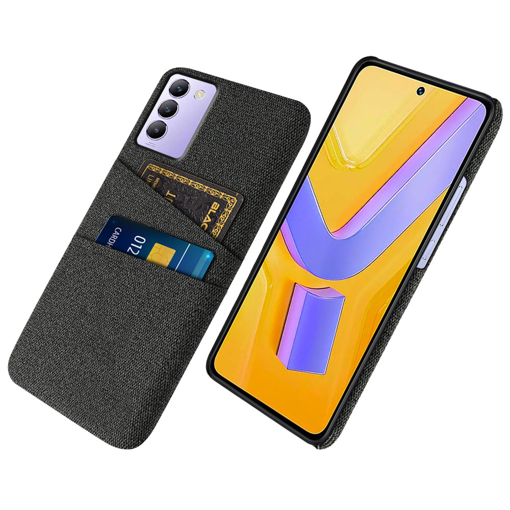 For vivo Y100 5G (Indonesia) / Y200e 5G Case Anti-Scratch Cloth+PC Phone Case with Dual Card Holder