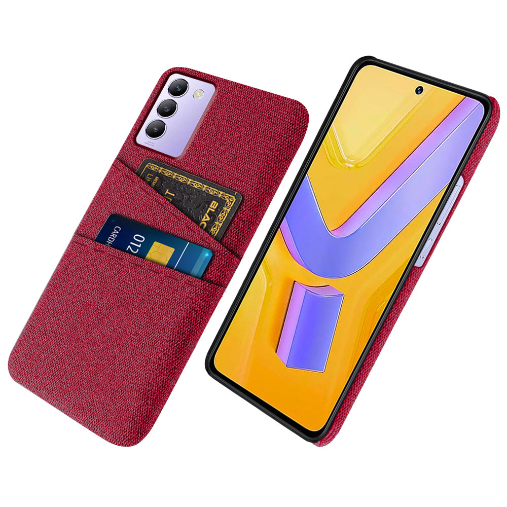 For vivo Y100 5G (Indonesia) / Y200e 5G Case Anti-Scratch Cloth+PC Phone Case with Dual Card Holder