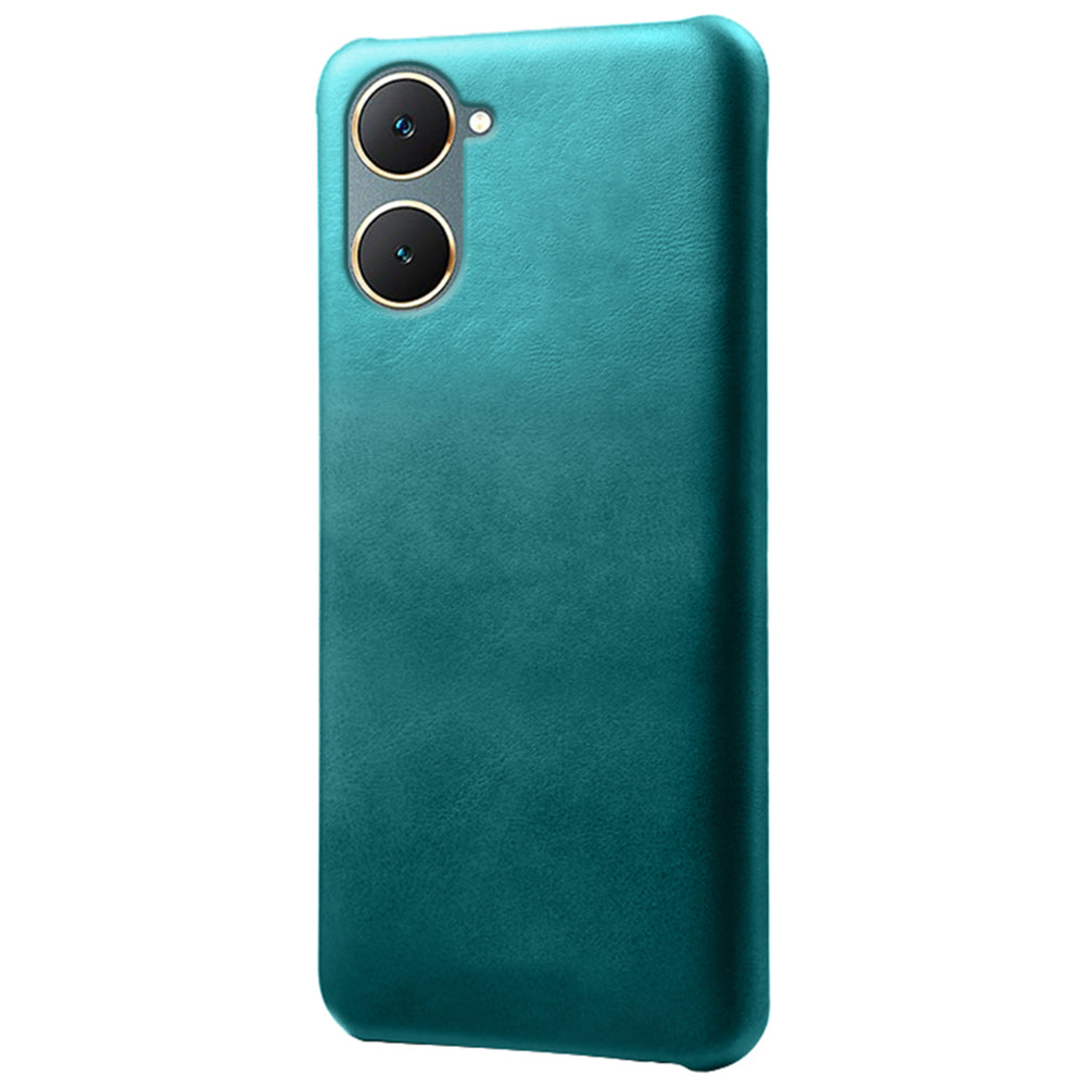 For vivo Y03 Case Calf Texture Anti-scratch PU Leather Coated Hard PC Phone Cover