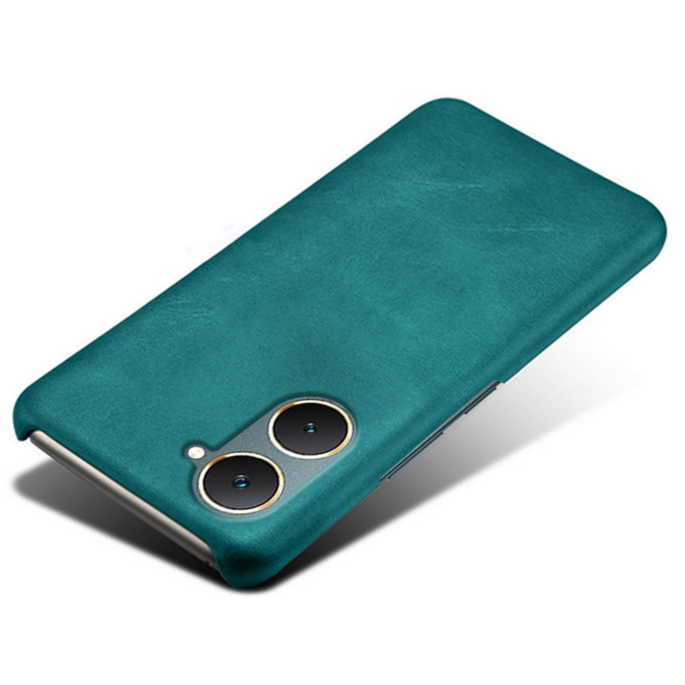 For vivo Y03 Case Calf Texture Anti-scratch PU Leather Coated Hard PC Phone Cover