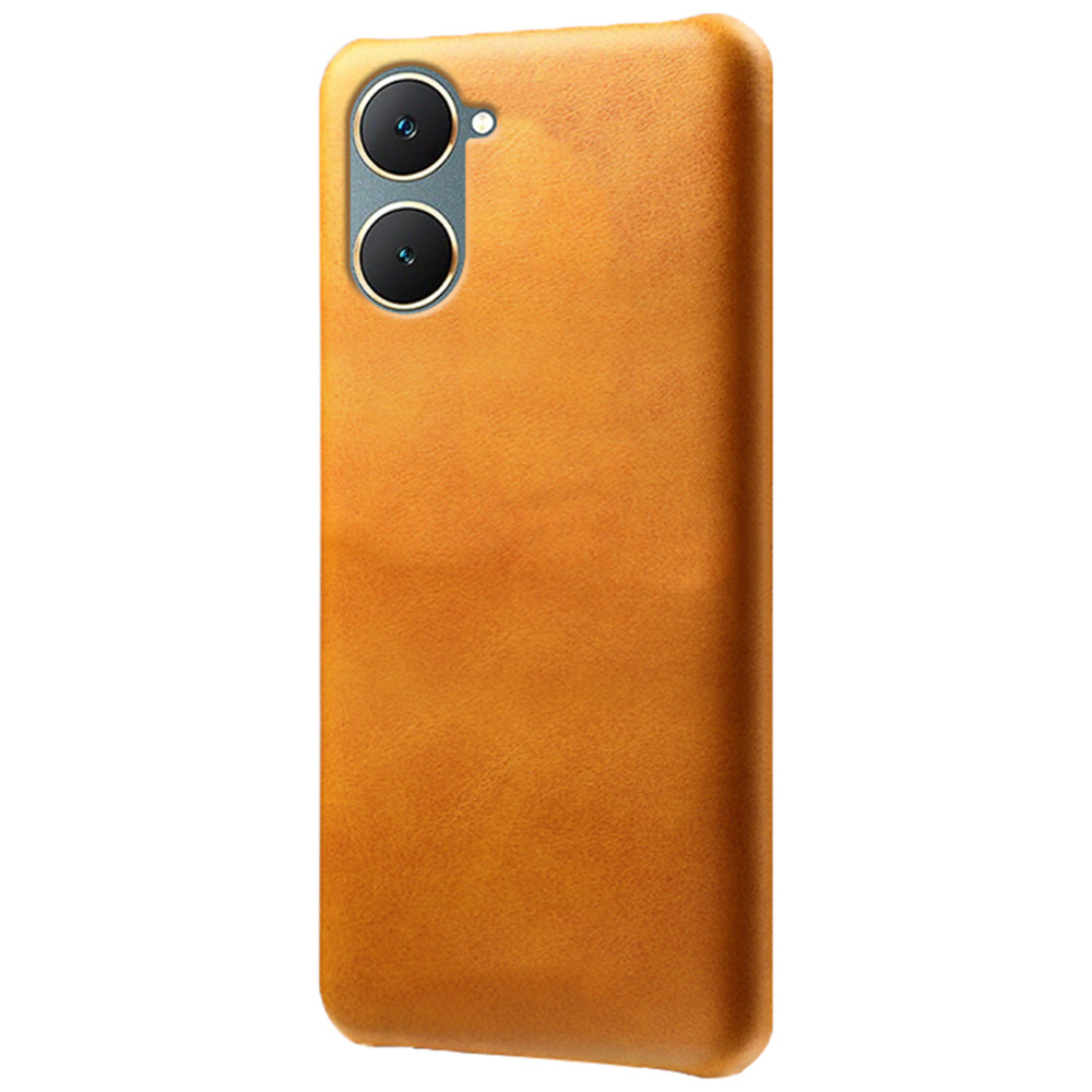 For vivo Y03 Case Calf Texture Anti-scratch PU Leather Coated Hard PC Phone Cover