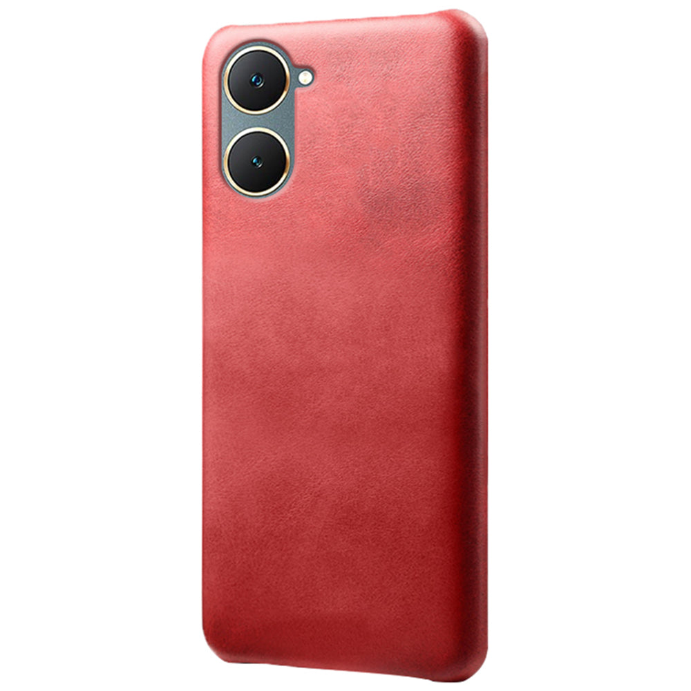 For vivo Y03 Case Calf Texture Anti-scratch PU Leather Coated Hard PC Phone Cover