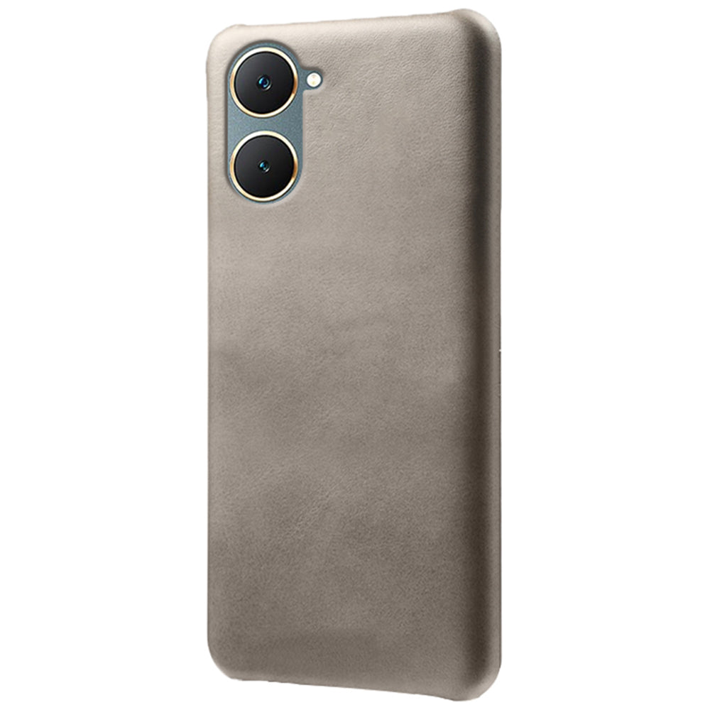 For vivo Y03 Case Calf Texture Anti-scratch PU Leather Coated Hard PC Phone Cover