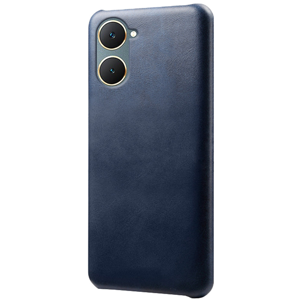For vivo Y03 Case Calf Texture Anti-scratch PU Leather Coated Hard PC Phone Cover
