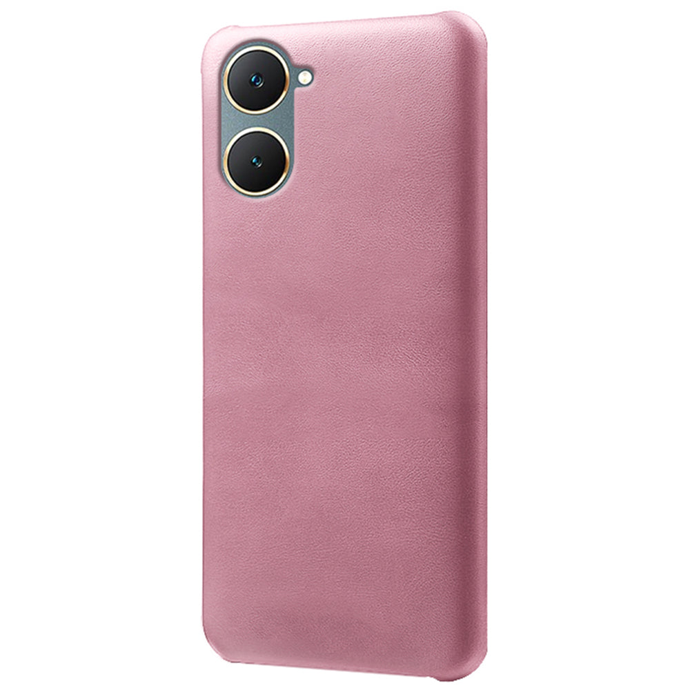 For vivo Y03 Case Calf Texture Anti-scratch PU Leather Coated Hard PC Phone Cover
