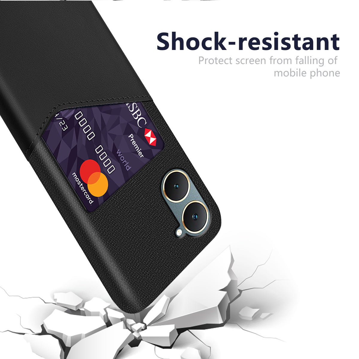 For vivo Y03 Slim Case Anti-Drop Card Slot Cloth Texture PU+Hard PC Phone Cover