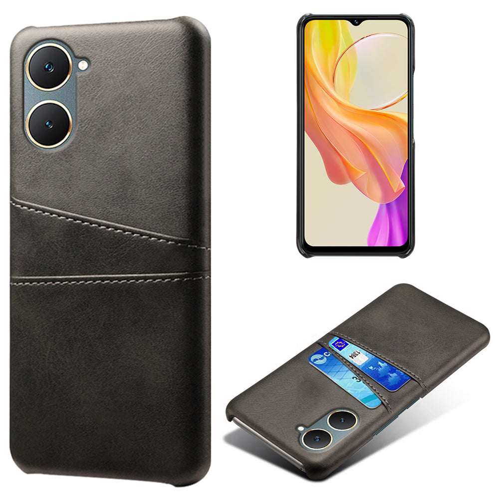 For vivo Y03 Case Card Holders Drop-proof Leather+PC Phone Cover
