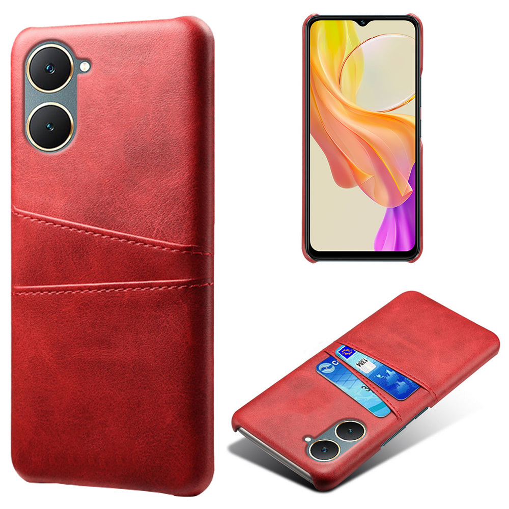 For vivo Y03 Case Card Holders Drop-proof Leather+PC Phone Cover