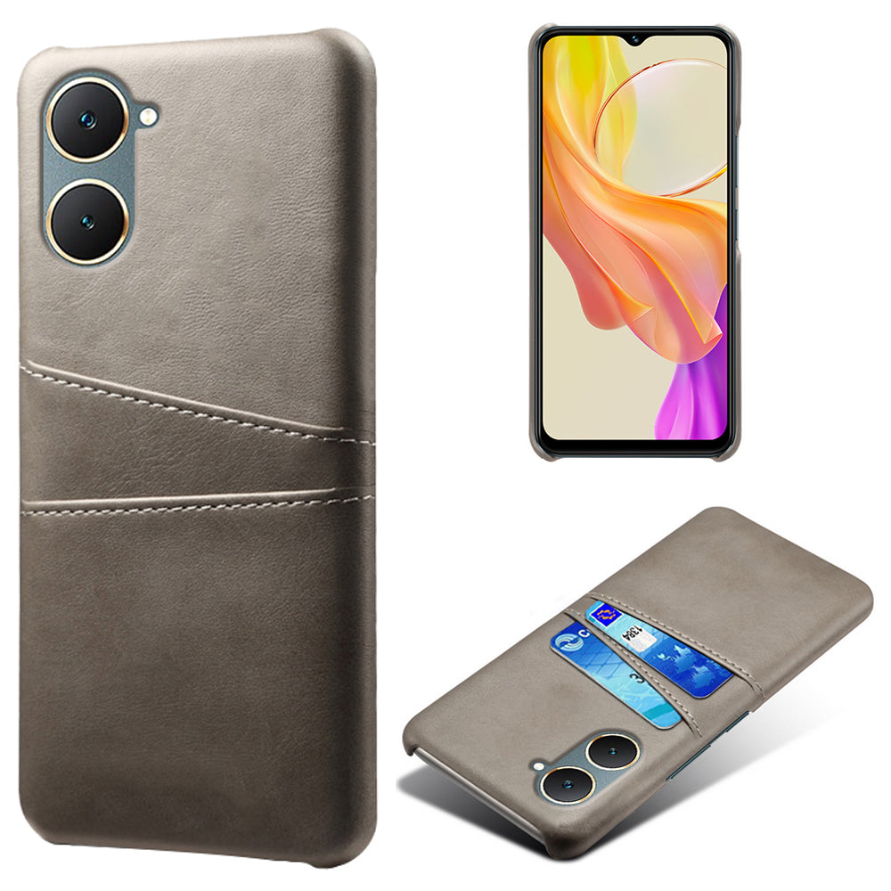 For vivo Y03 Case Card Holders Drop-proof Leather+PC Phone Cover