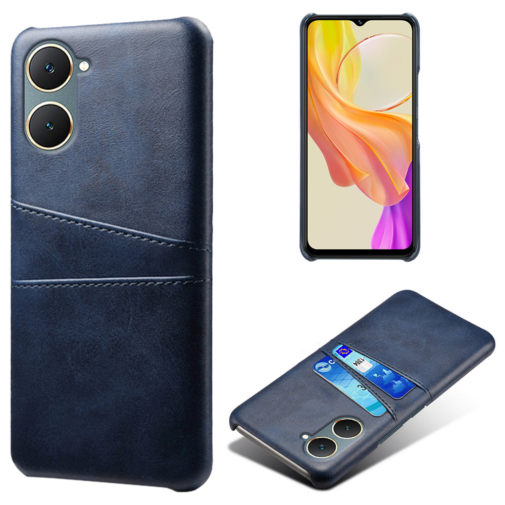 For vivo Y03 Case Card Holders Drop-proof Leather+PC Phone Cover