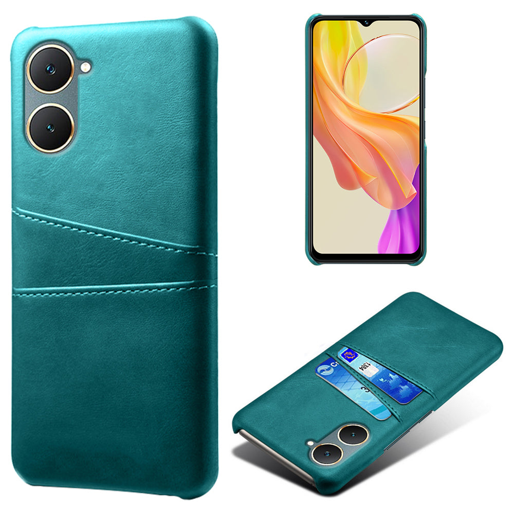 For vivo Y03 Case Card Holders Drop-proof Leather+PC Phone Cover