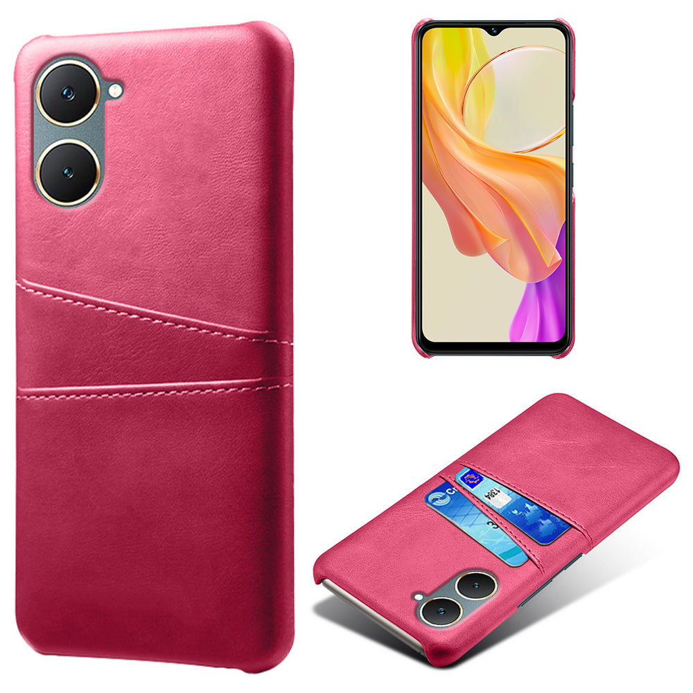 For vivo Y03 Case Card Holders Drop-proof Leather+PC Phone Cover