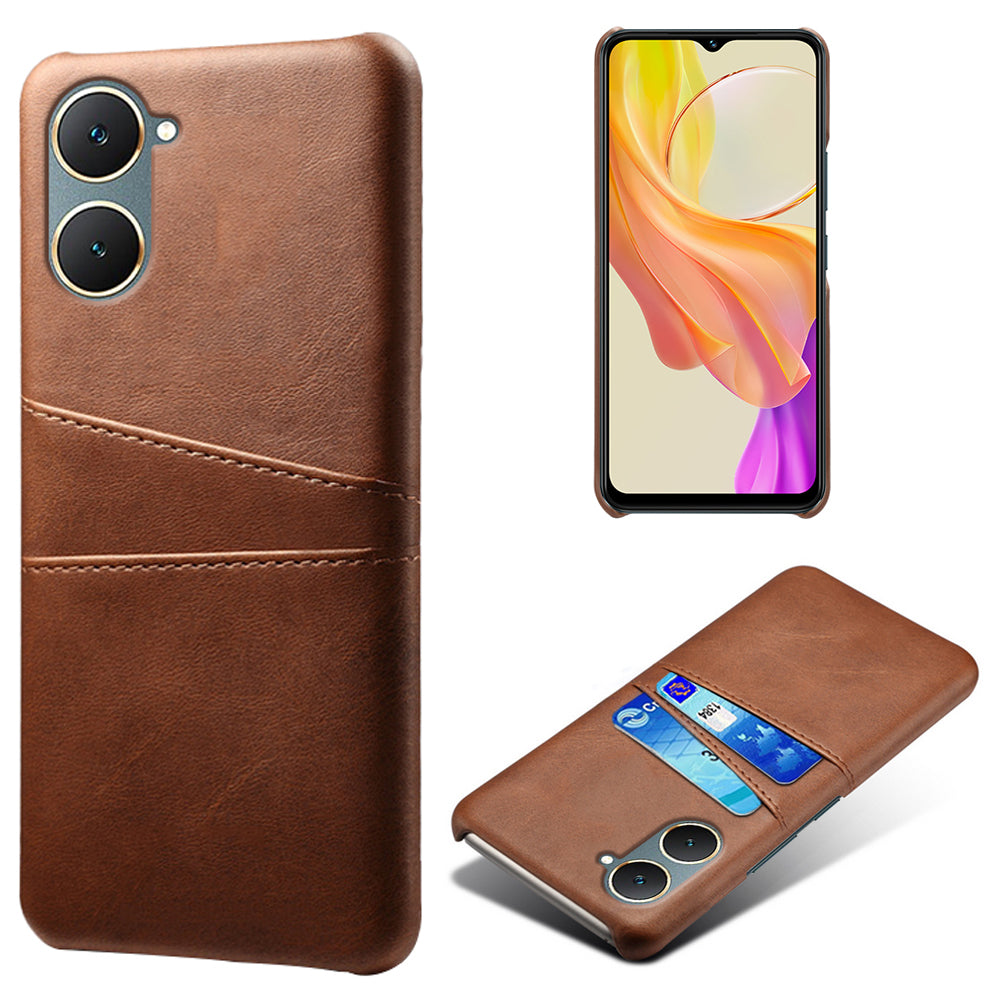 For vivo Y03 Case Card Holders Drop-proof Leather+PC Phone Cover