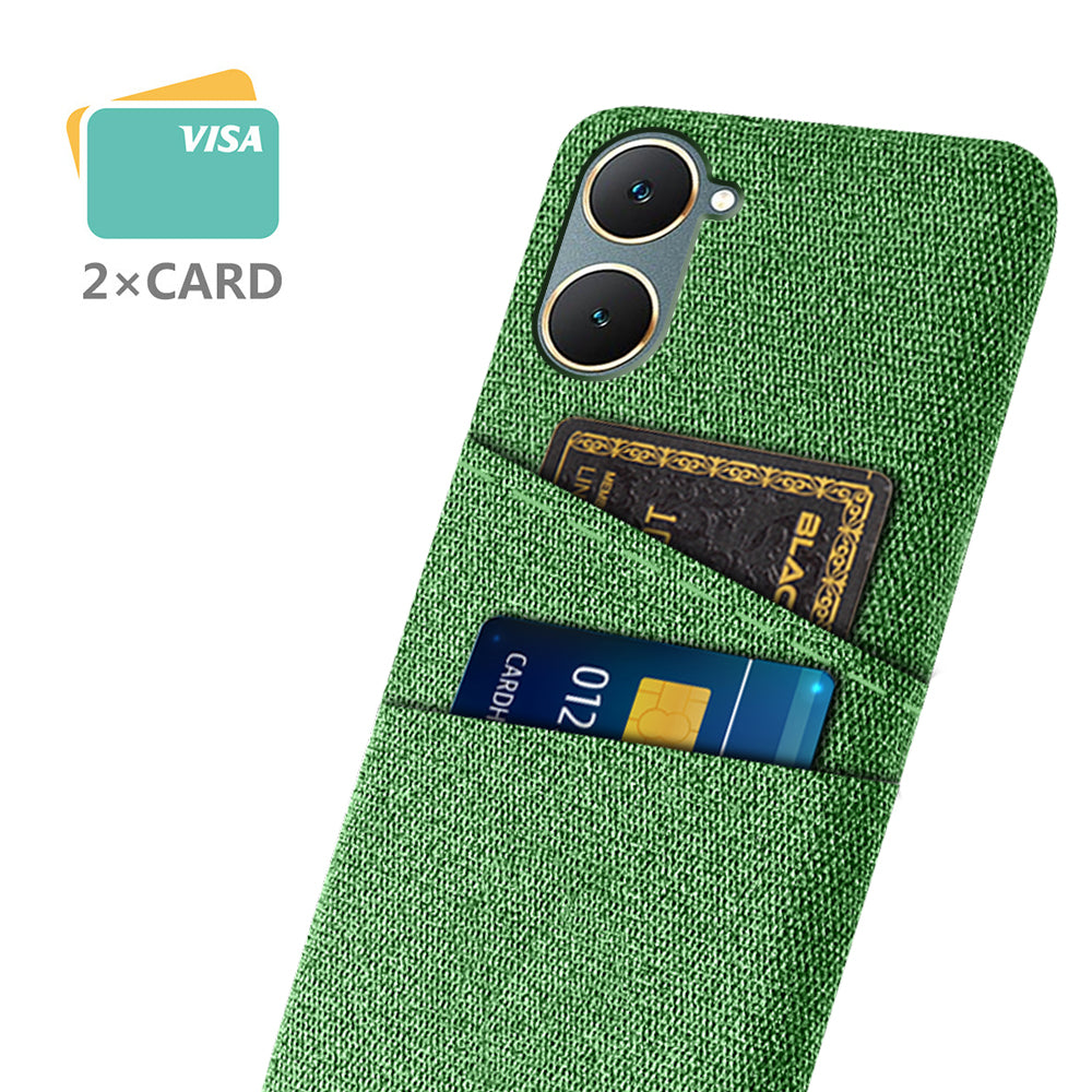 For vivo Y03 Case Cloth+PC Dual Layer Protective Phone Cover with 2 Card Slots