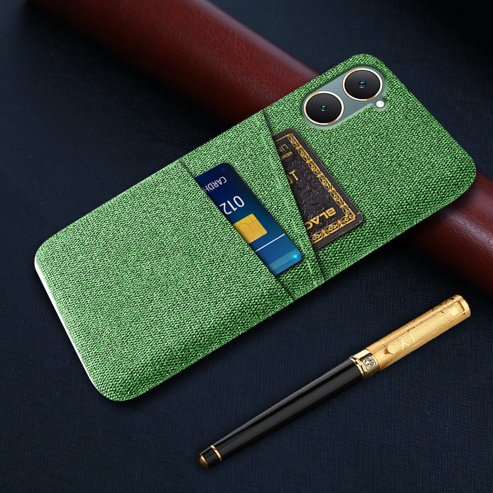 For vivo Y03 Case Cloth+PC Dual Layer Protective Phone Cover with 2 Card Slots