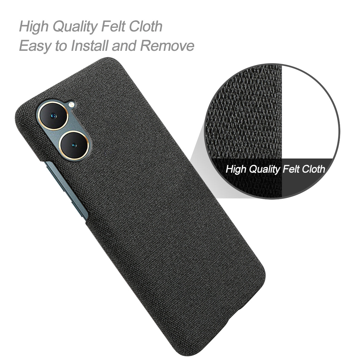 For vivo Y03 Case Drop Protection Cloth+PC Phone Shell
