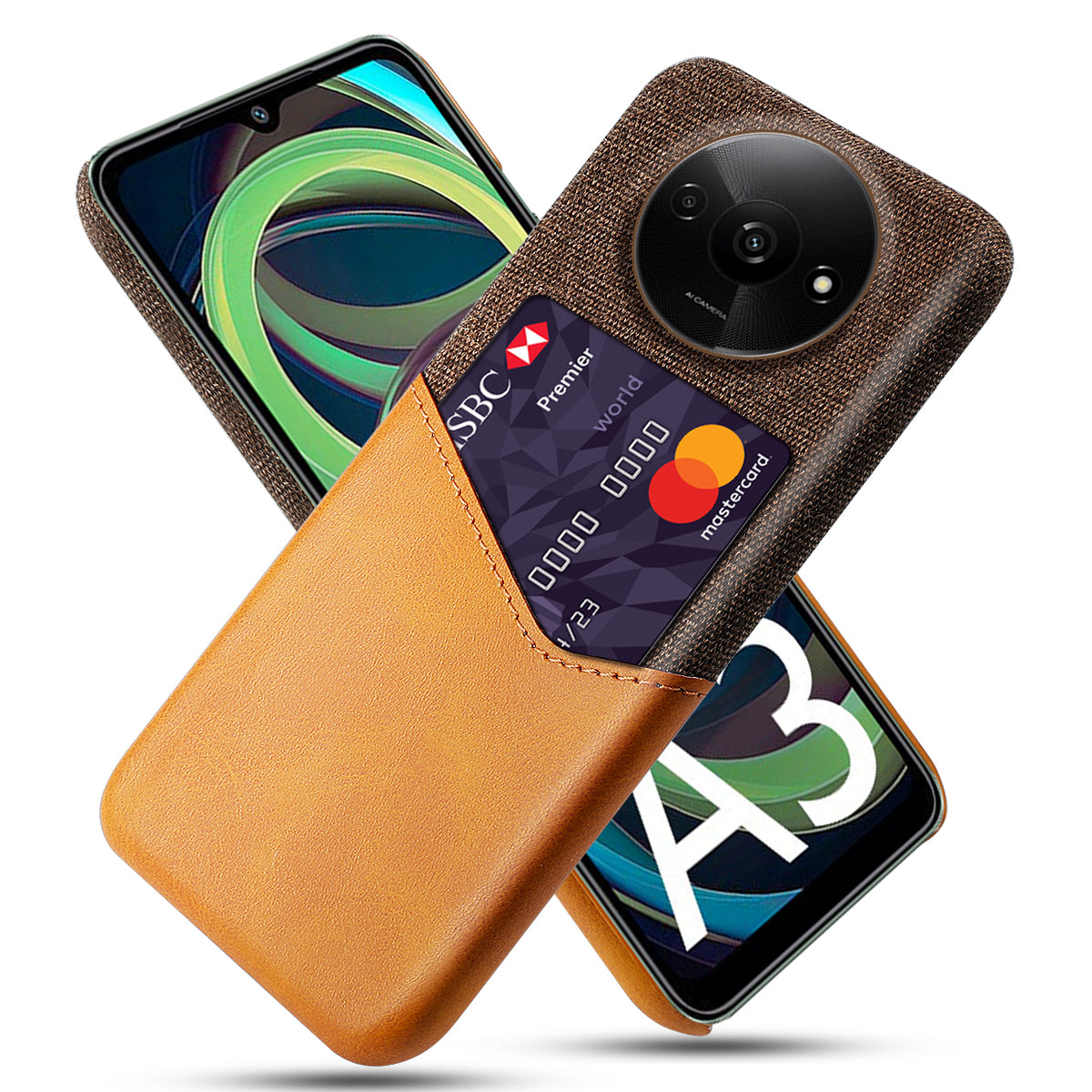 For Xiaomi Redmi A3 / Poco C61 4G Protective Case Card Slot PU+PC Phone Cover