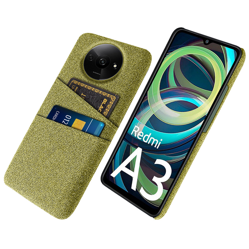 For Xiaomi Redmi A3 / Poco C61 4G Card Holders Case Non-slip Texture Cloth+PC Phone Cover