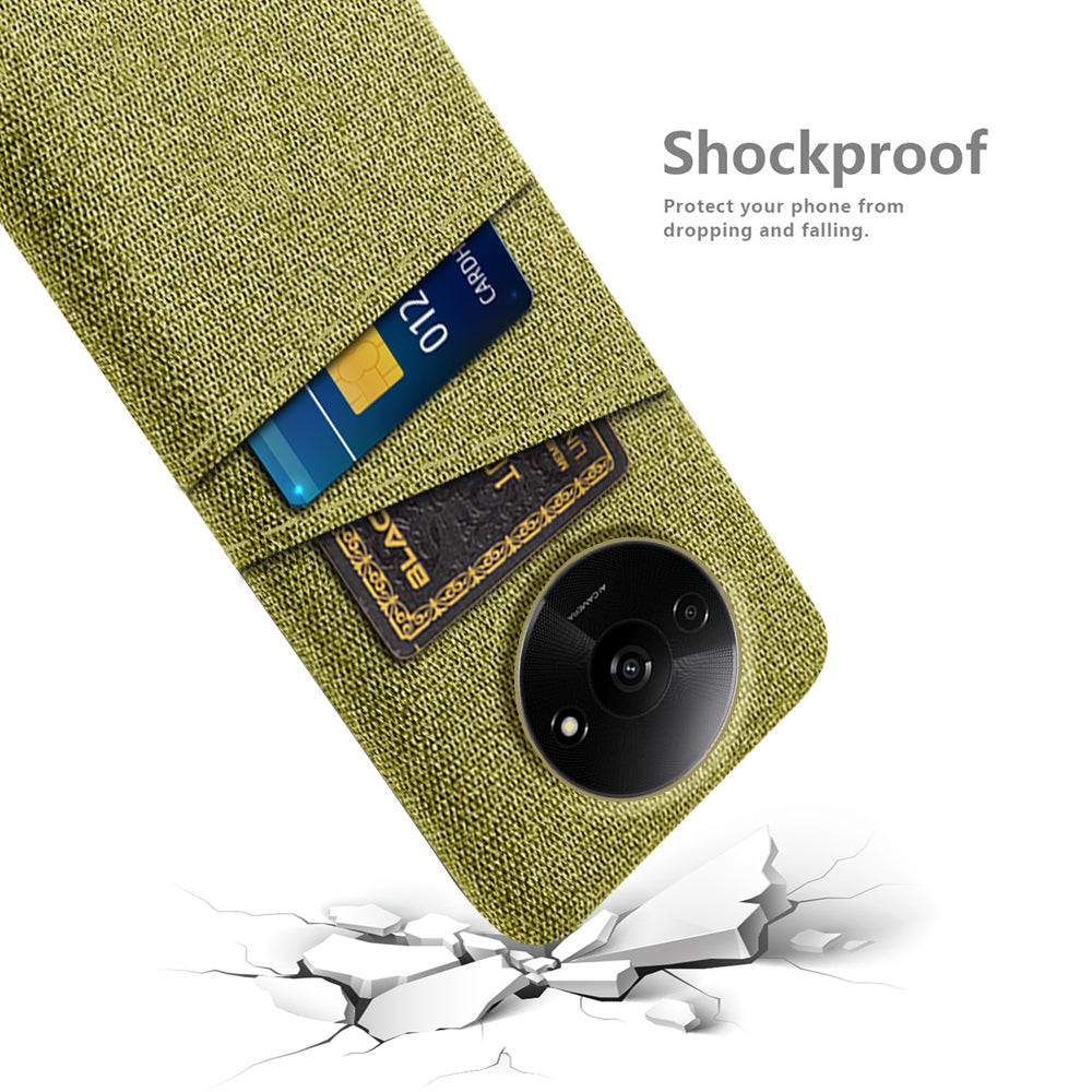 For Xiaomi Redmi A3 / Poco C61 4G Card Holders Case Non-slip Texture Cloth+PC Phone Cover
