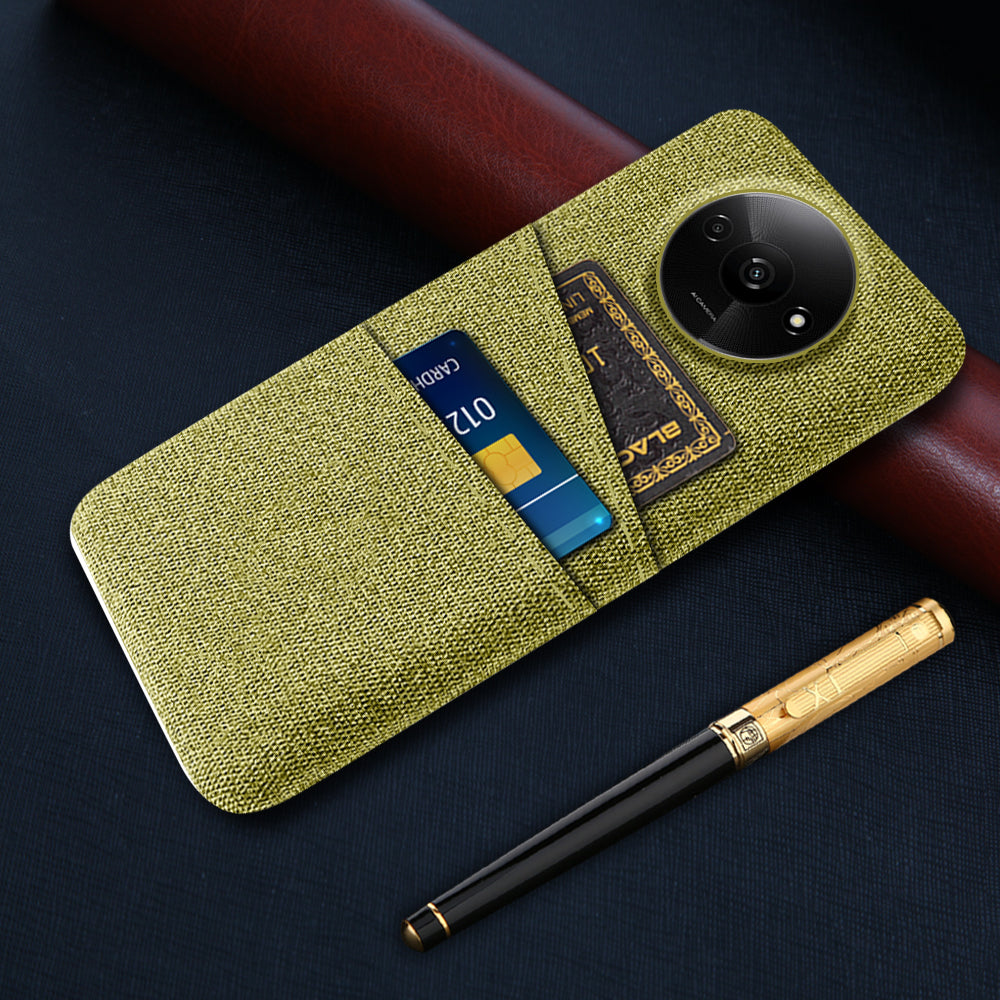 For Xiaomi Redmi A3 / Poco C61 4G Card Holders Case Non-slip Texture Cloth+PC Phone Cover