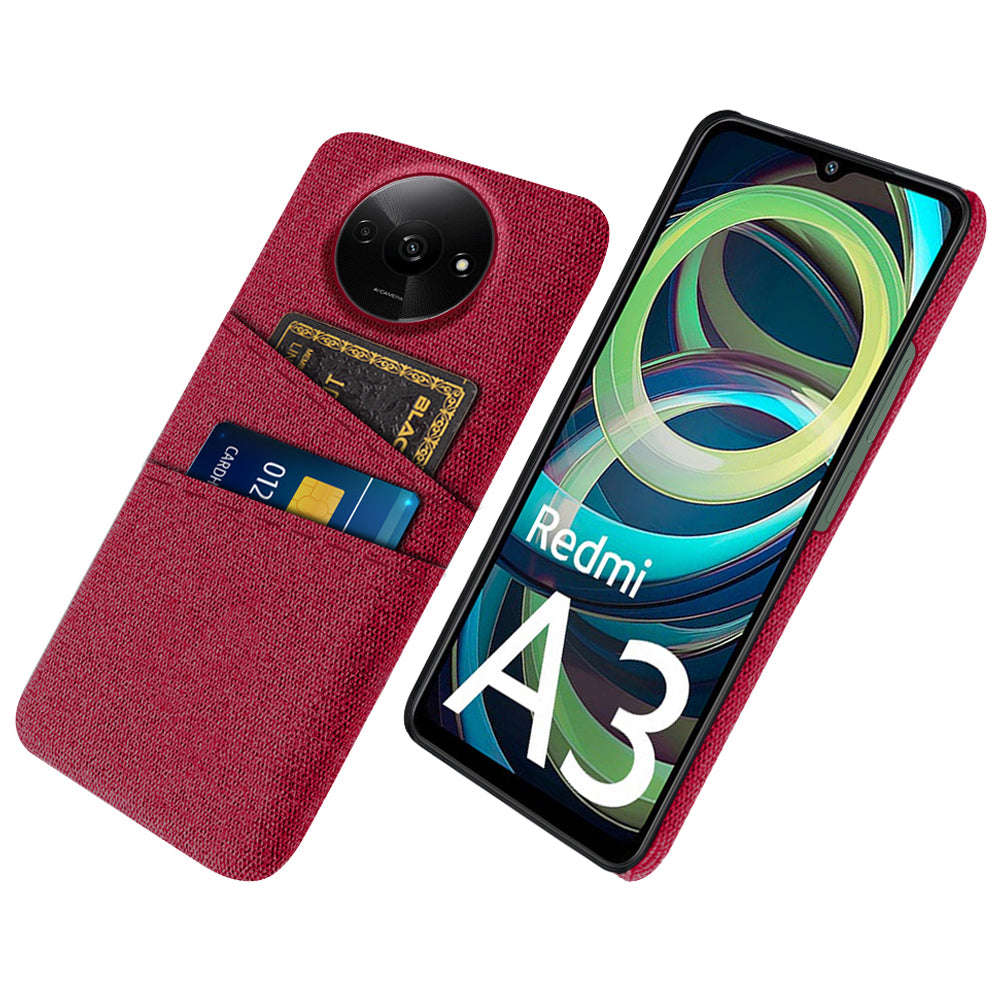 For Xiaomi Redmi A3 / Poco C61 4G Card Holders Case Non-slip Texture Cloth+PC Phone Cover