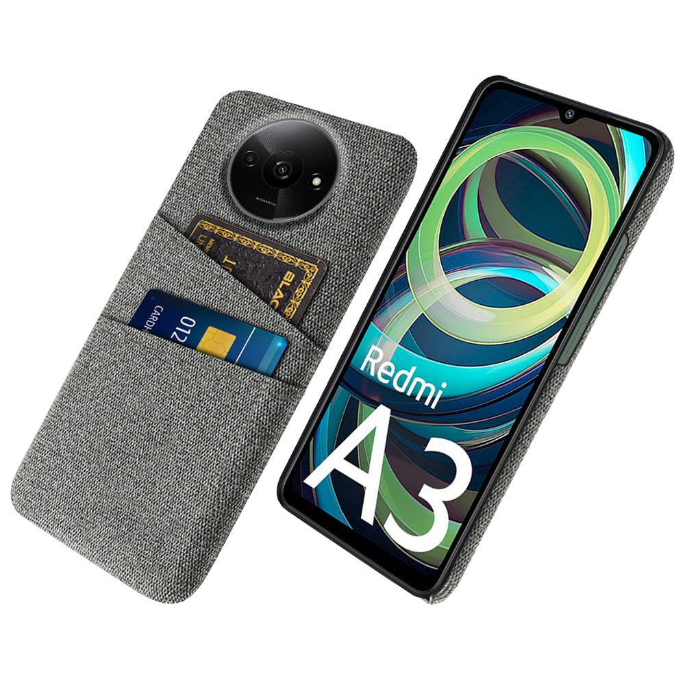 For Xiaomi Redmi A3 / Poco C61 4G Card Holders Case Non-slip Texture Cloth+PC Phone Cover