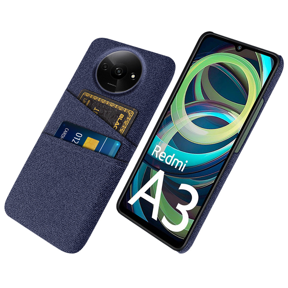 For Xiaomi Redmi A3 / Poco C61 4G Card Holders Case Non-slip Texture Cloth+PC Phone Cover