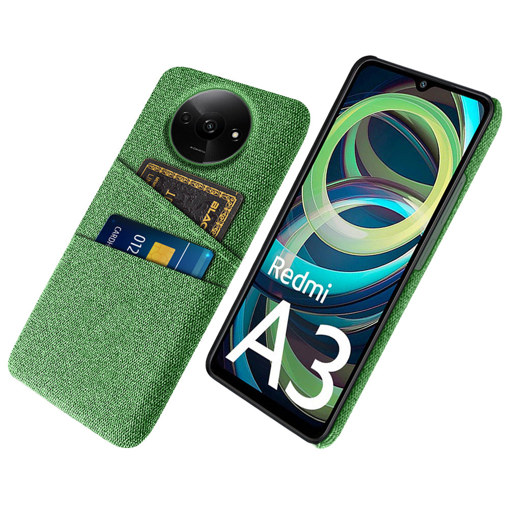 For Xiaomi Redmi A3 / Poco C61 4G Card Holders Case Non-slip Texture Cloth+PC Phone Cover