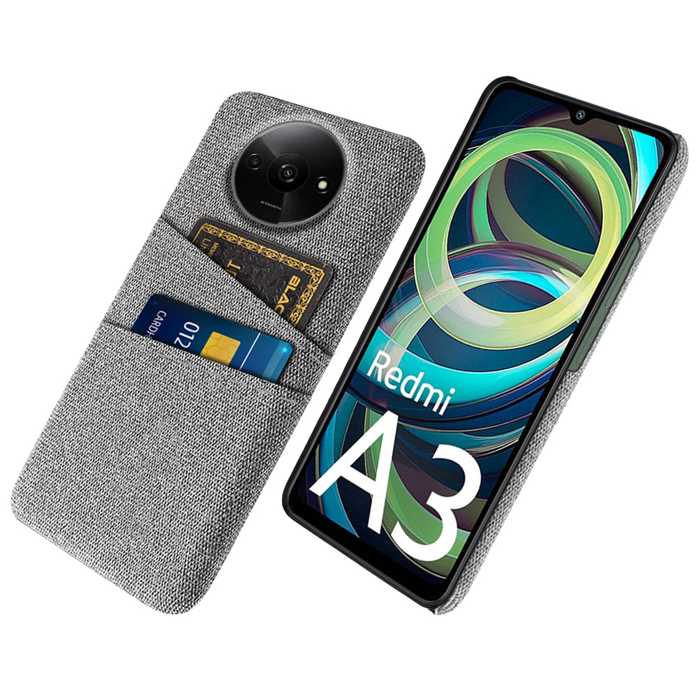 For Xiaomi Redmi A3 / Poco C61 4G Card Holders Case Non-slip Texture Cloth+PC Phone Cover