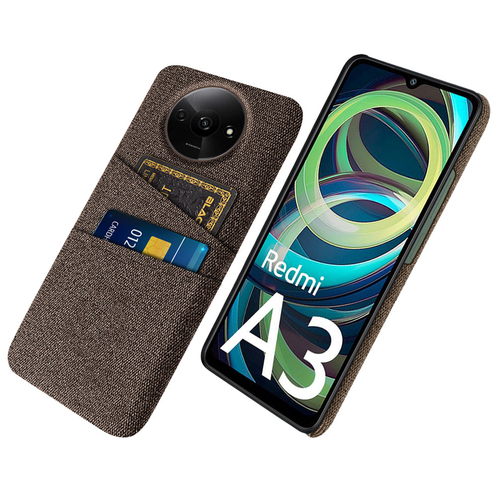 For Xiaomi Redmi A3 / Poco C61 4G Card Holders Case Non-slip Texture Cloth+PC Phone Cover