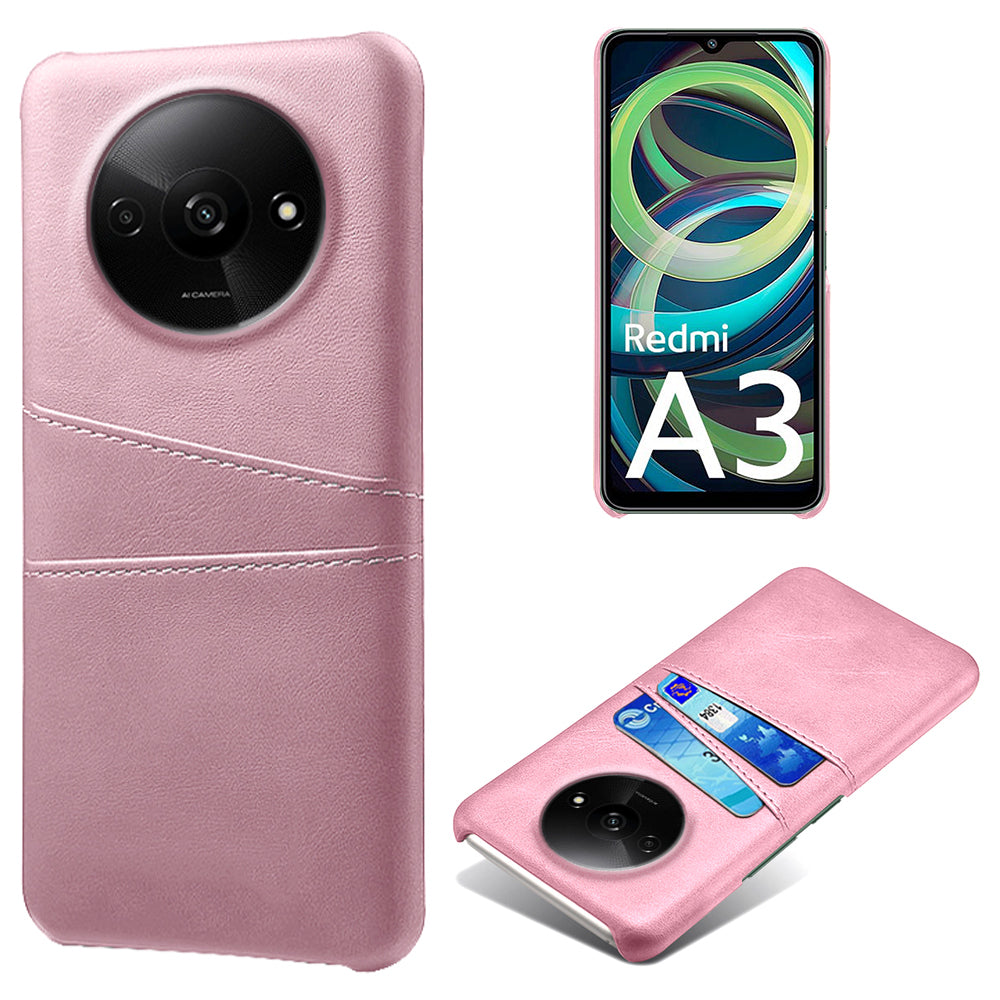 For Xiaomi Redmi A3 / Poco C61 4G Case Card Slots PU Leather Coated PC Hard Phone Cover