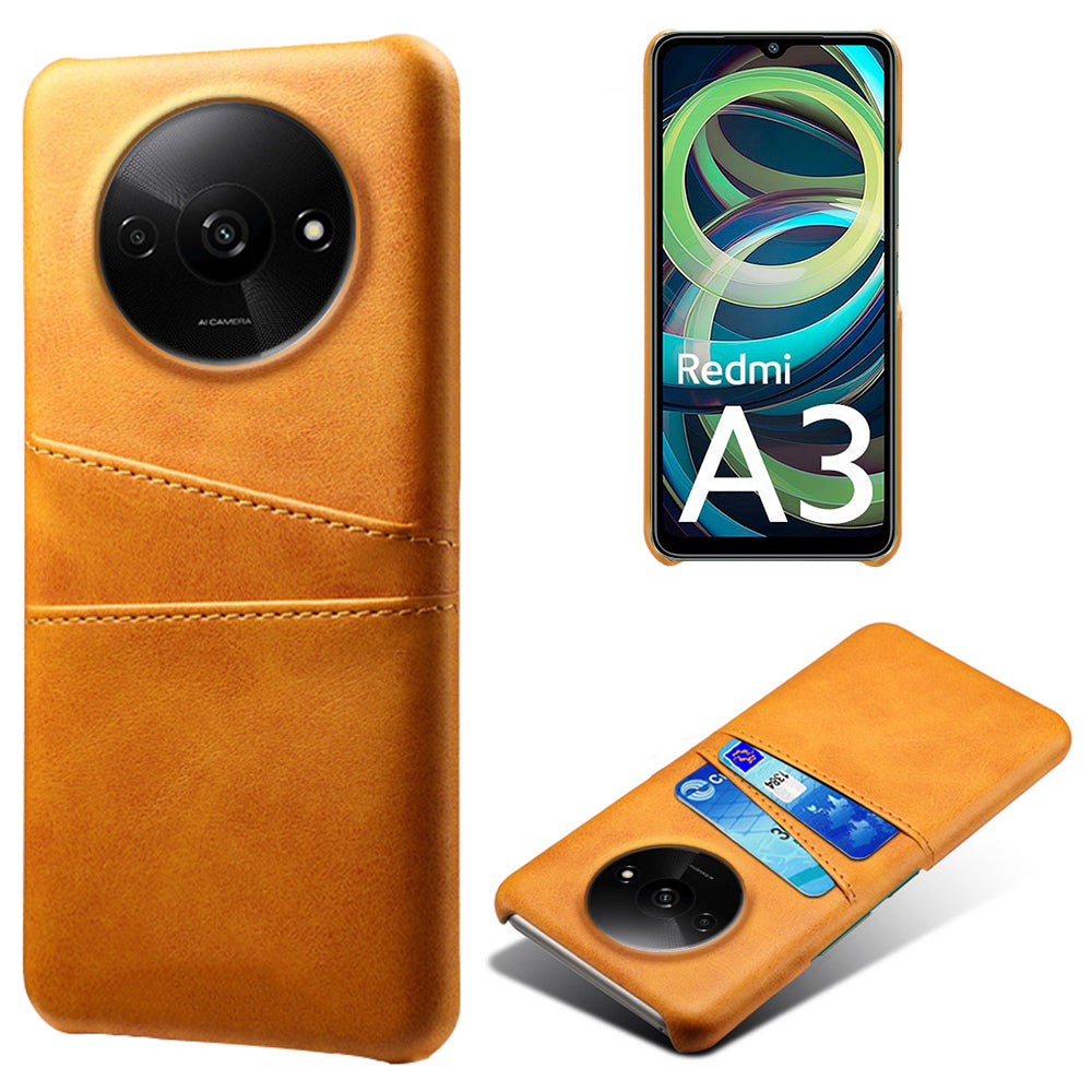 For Xiaomi Redmi A3 / Poco C61 4G Case Card Slots PU Leather Coated PC Hard Phone Cover