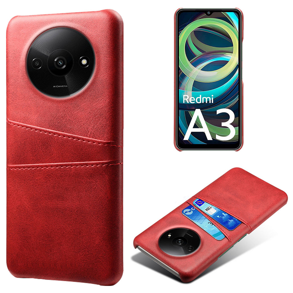 For Xiaomi Redmi A3 / Poco C61 4G Case Card Slots PU Leather Coated PC Hard Phone Cover