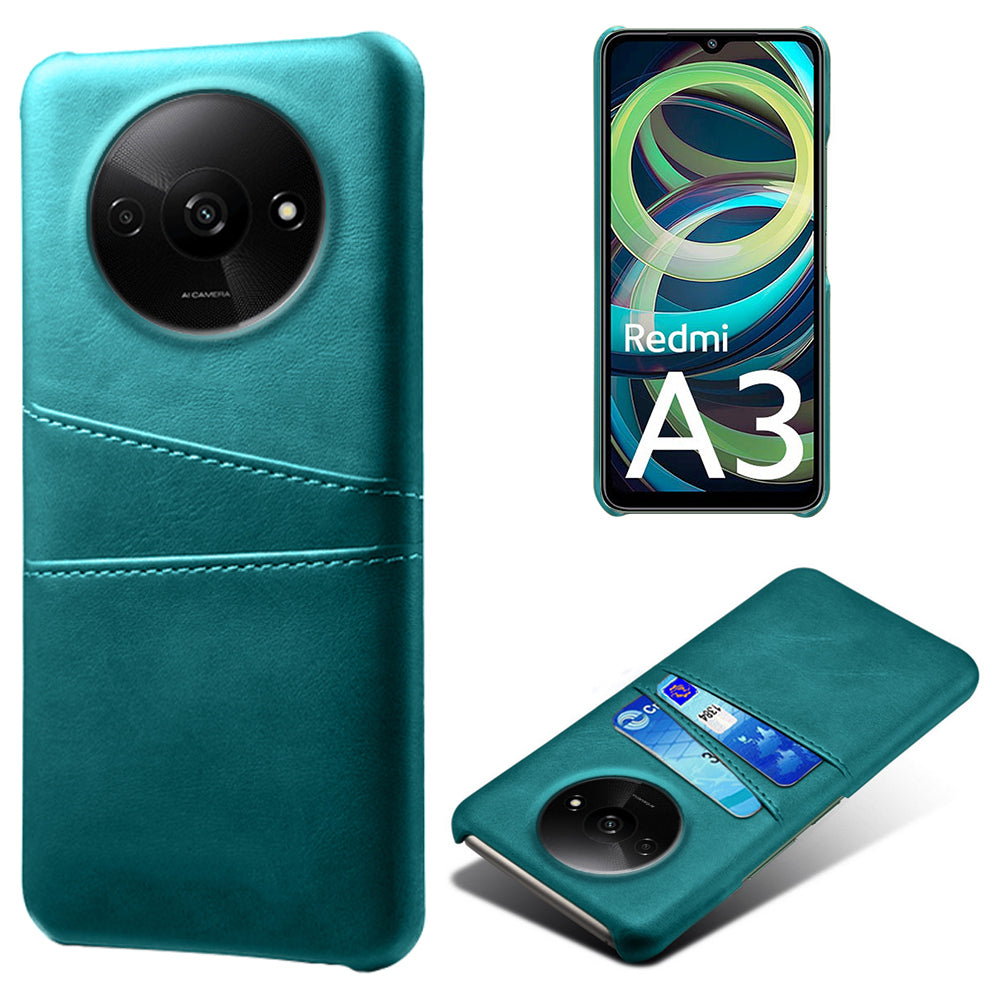 For Xiaomi Redmi A3 / Poco C61 4G Case Card Slots PU Leather Coated PC Hard Phone Cover