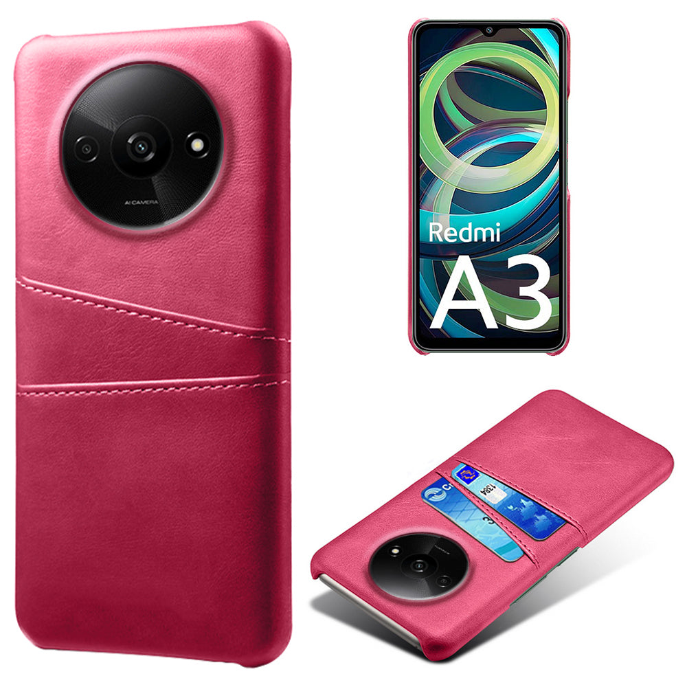 For Xiaomi Redmi A3 / Poco C61 4G Case Card Slots PU Leather Coated PC Hard Phone Cover