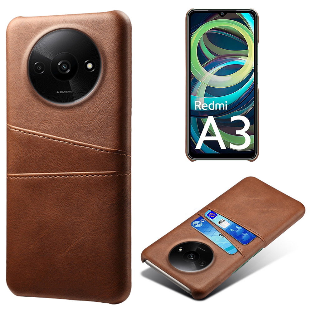For Xiaomi Redmi A3 / Poco C61 4G Case Card Slots PU Leather Coated PC Hard Phone Cover