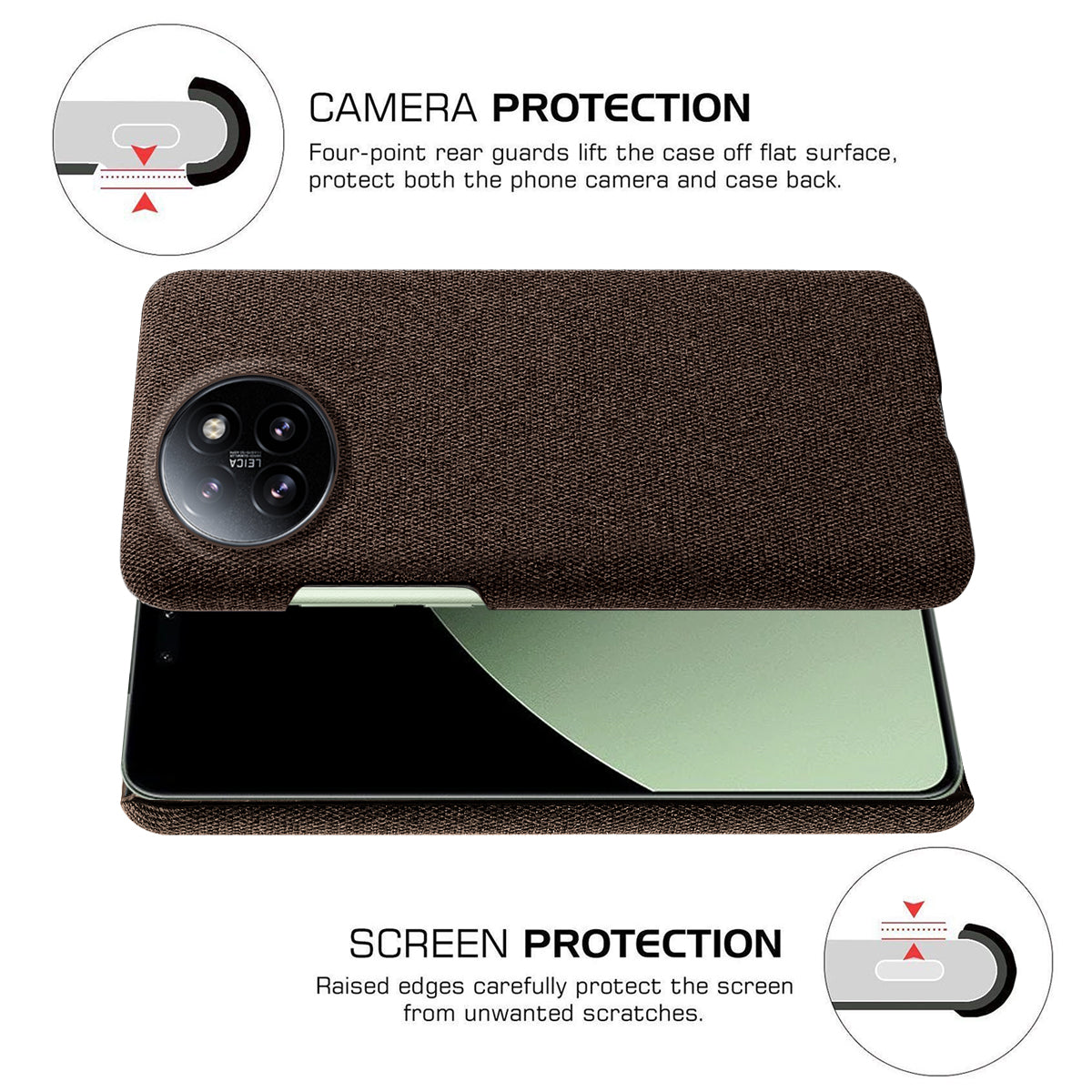 For Xiaomi Civi 4 Pro 5G Shockproof Case Solid Color Fabric Cloth+PC Phone Cover