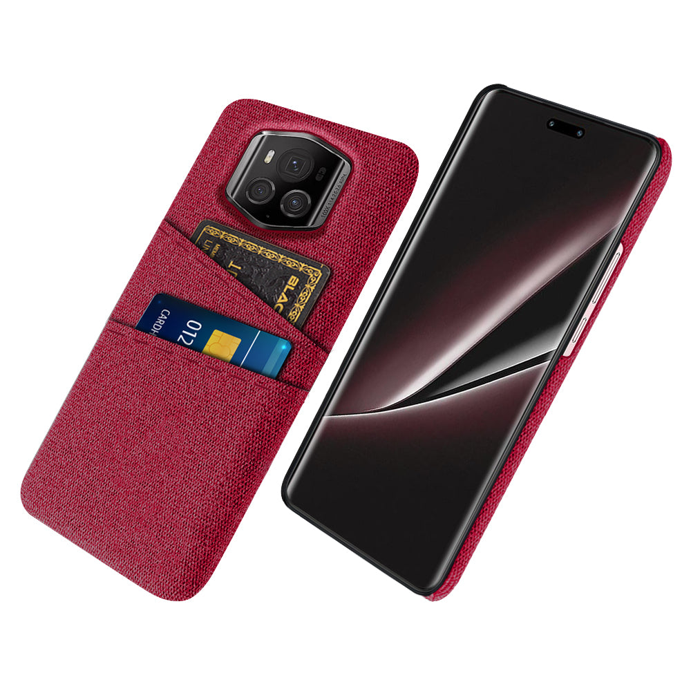 For Honor Magic6 RSR Porsche Design 5G Case with 2 Card Slots Cloth+PC Anti-Scratch Phone Cover