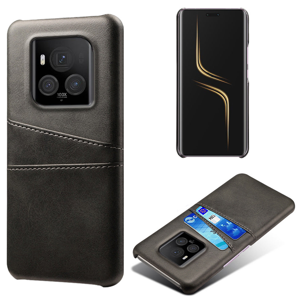 For Honor Magic6 Ultimate 5G Case with 2 Card Slots Dual Layer PU Leather+PC Phone Cover