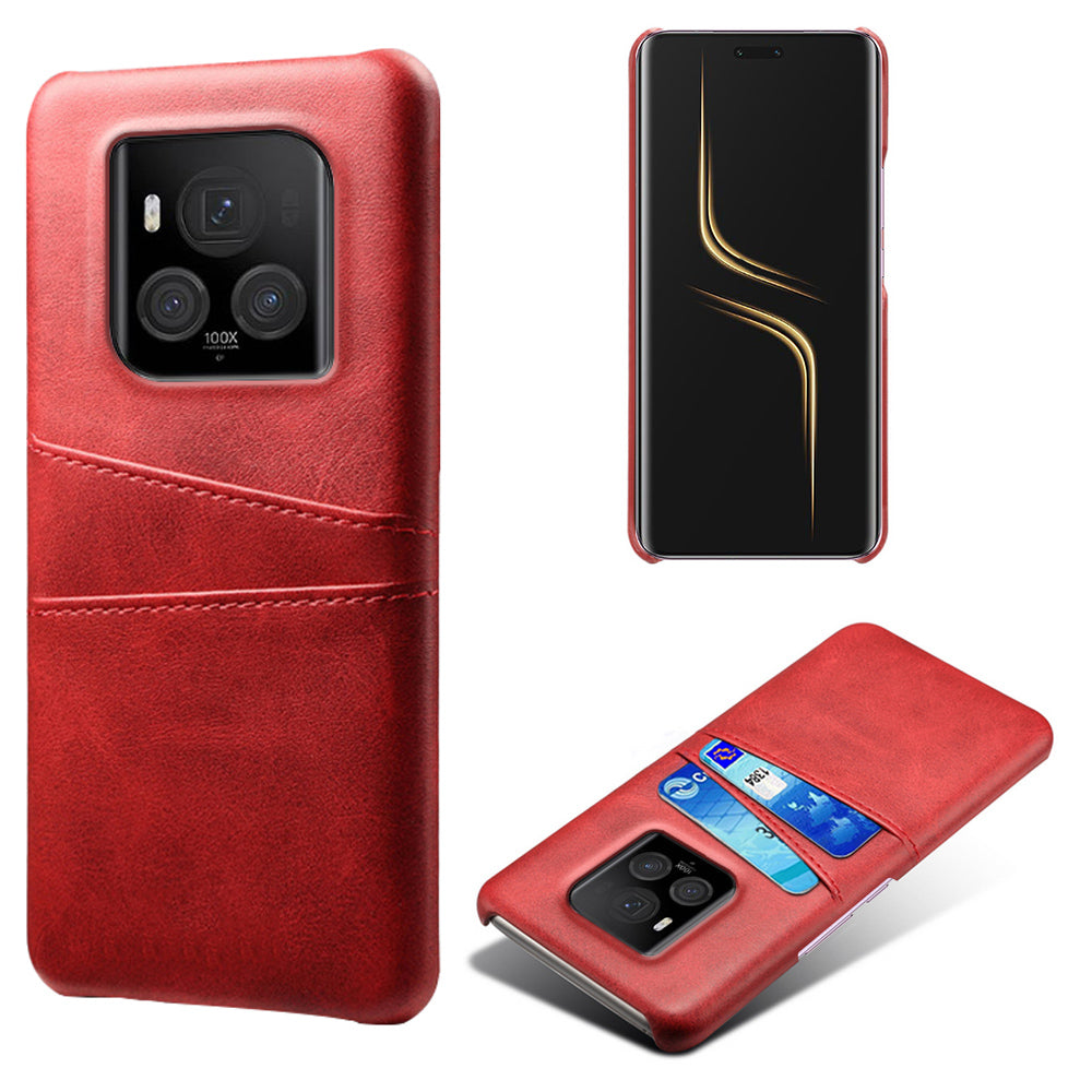 For Honor Magic6 Ultimate 5G Case with 2 Card Slots Dual Layer PU Leather+PC Phone Cover