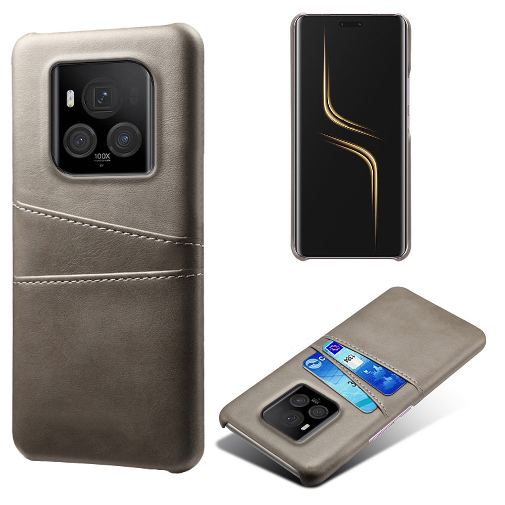 For Honor Magic6 Ultimate 5G Case with 2 Card Slots Dual Layer PU Leather+PC Phone Cover