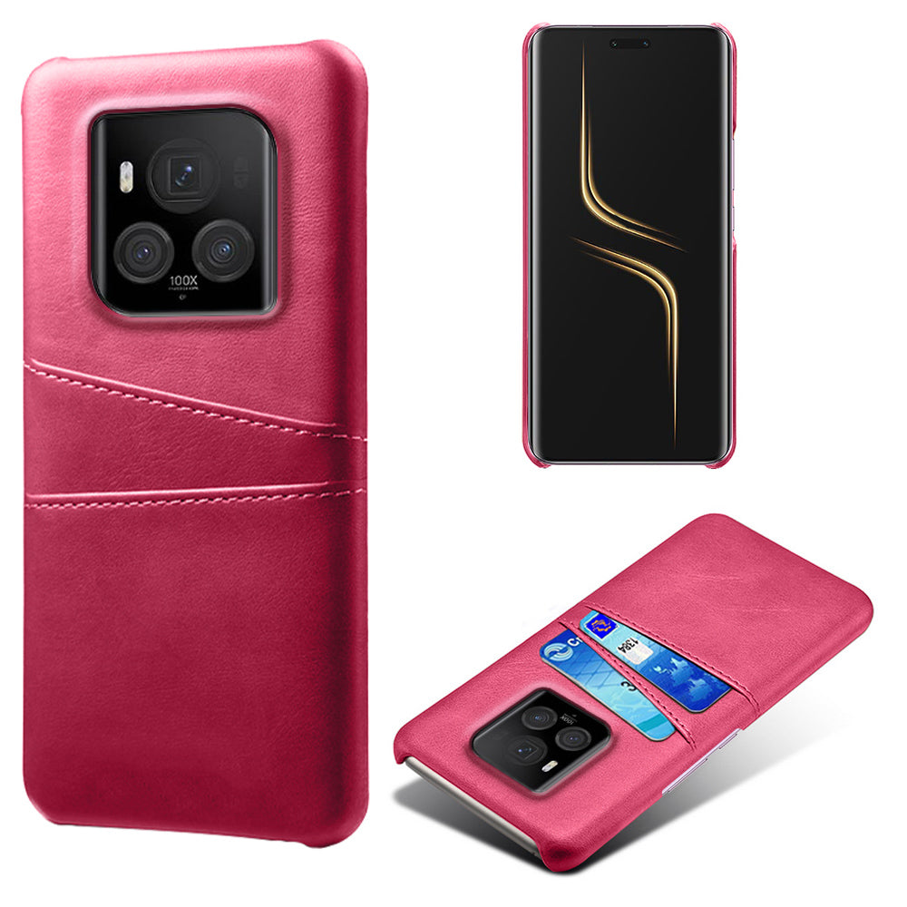 For Honor Magic6 Ultimate 5G Case with 2 Card Slots Dual Layer PU Leather+PC Phone Cover