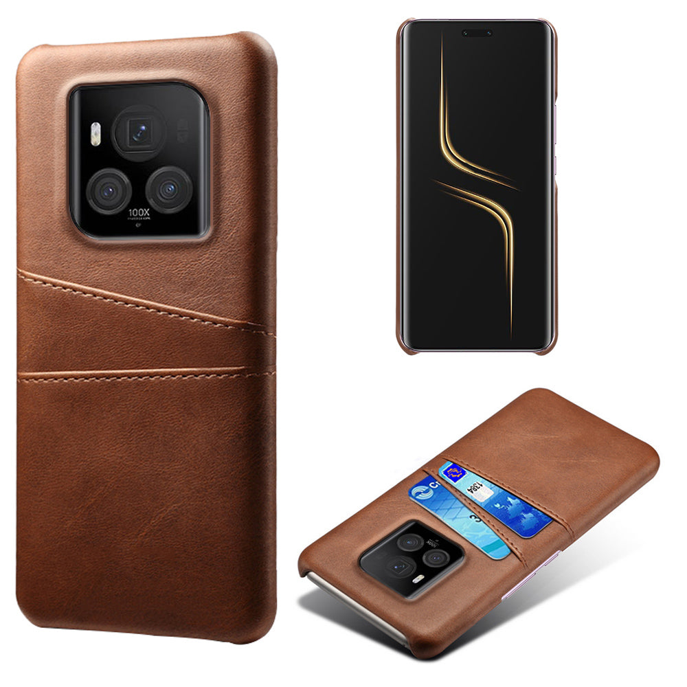 For Honor Magic6 Ultimate 5G Case with 2 Card Slots Dual Layer PU Leather+PC Phone Cover