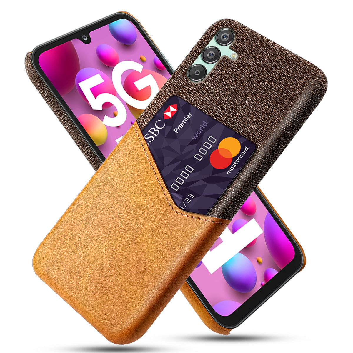 For Samsung Galaxy F15 5G / M15 5G Case Card Slot PC Phone Cover Cloth Texture