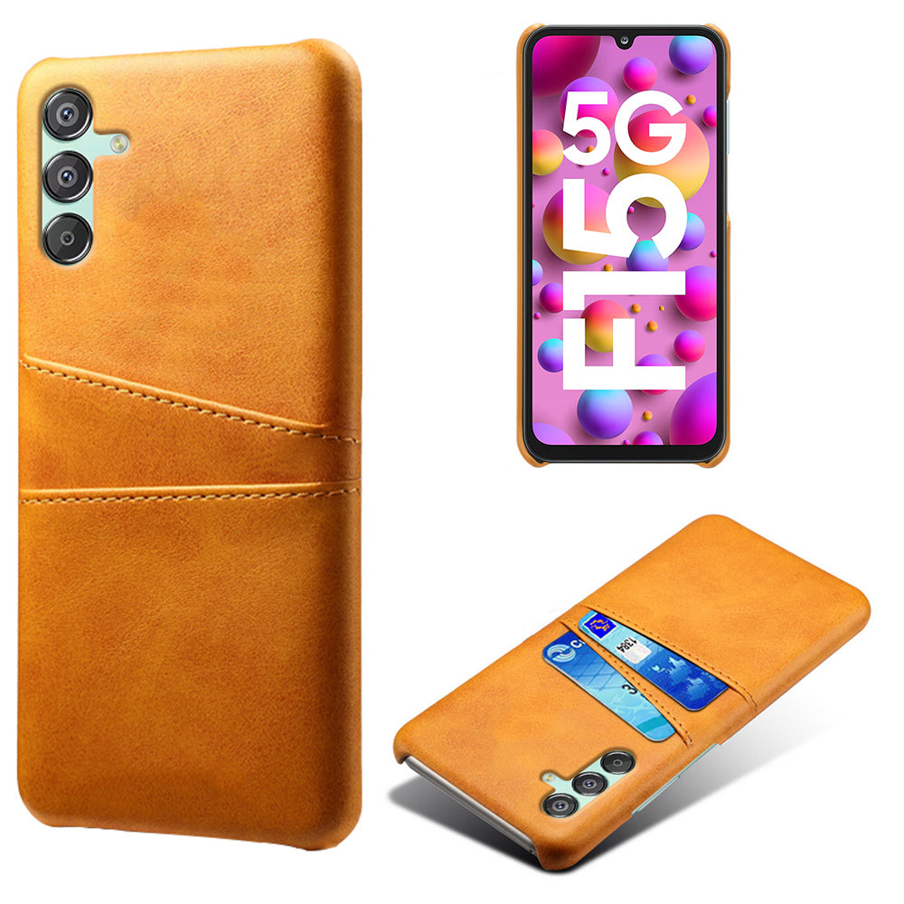 For Samsung Galaxy F15 5G / M15 5G Case PU Leather Hard PC Shockproof Shell with 2 Card Slots