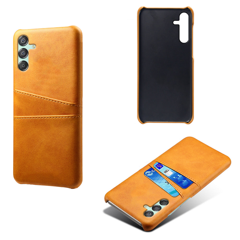 For Samsung Galaxy F15 5G / M15 5G Case PU Leather Hard PC Shockproof Shell with 2 Card Slots