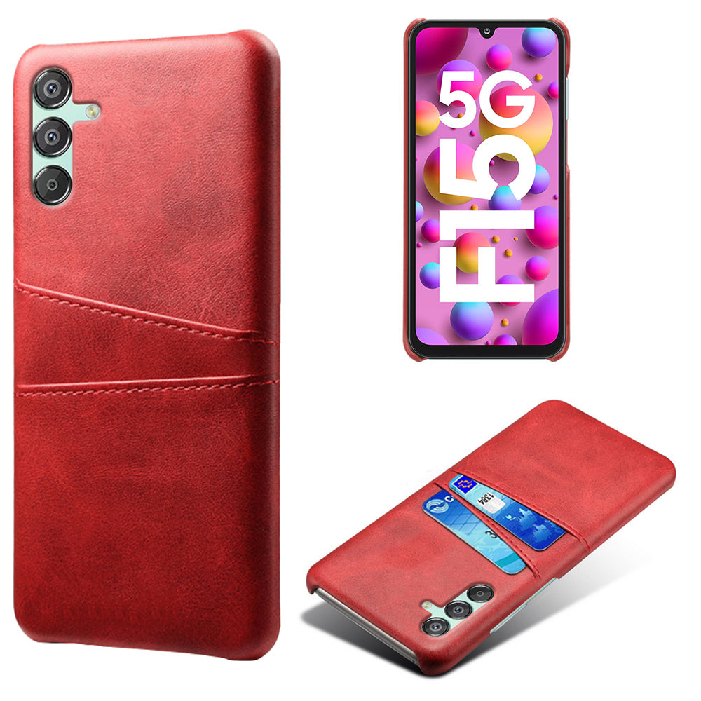 For Samsung Galaxy F15 5G / M15 5G Case PU Leather Hard PC Shockproof Shell with 2 Card Slots