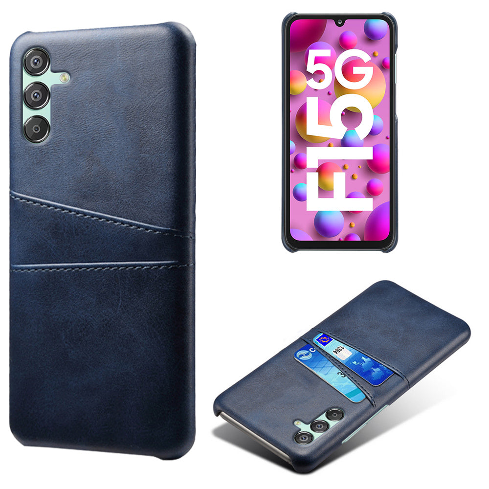 For Samsung Galaxy F15 5G / M15 5G Case PU Leather Hard PC Shockproof Shell with 2 Card Slots