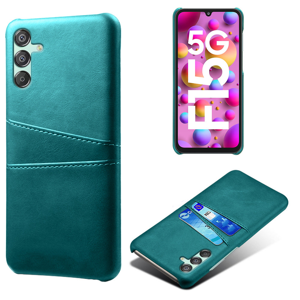 For Samsung Galaxy F15 5G / M15 5G Case PU Leather Hard PC Shockproof Shell with 2 Card Slots